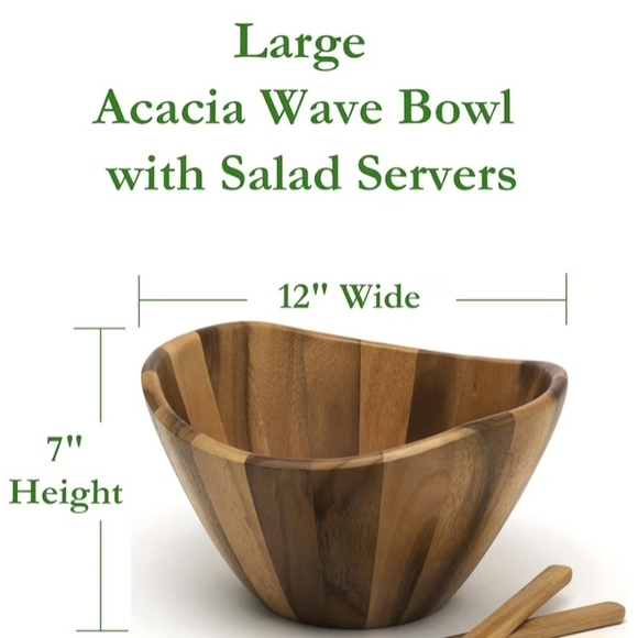 Natural Acacia Wood Serving Bowl - Picture 3 of 4